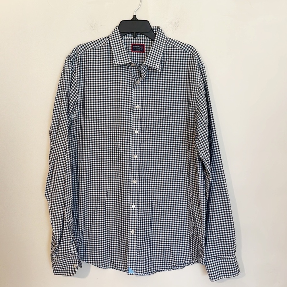 UNTUCKIT Gingham Plaid Cotton Button down dress shirt Men size X Large